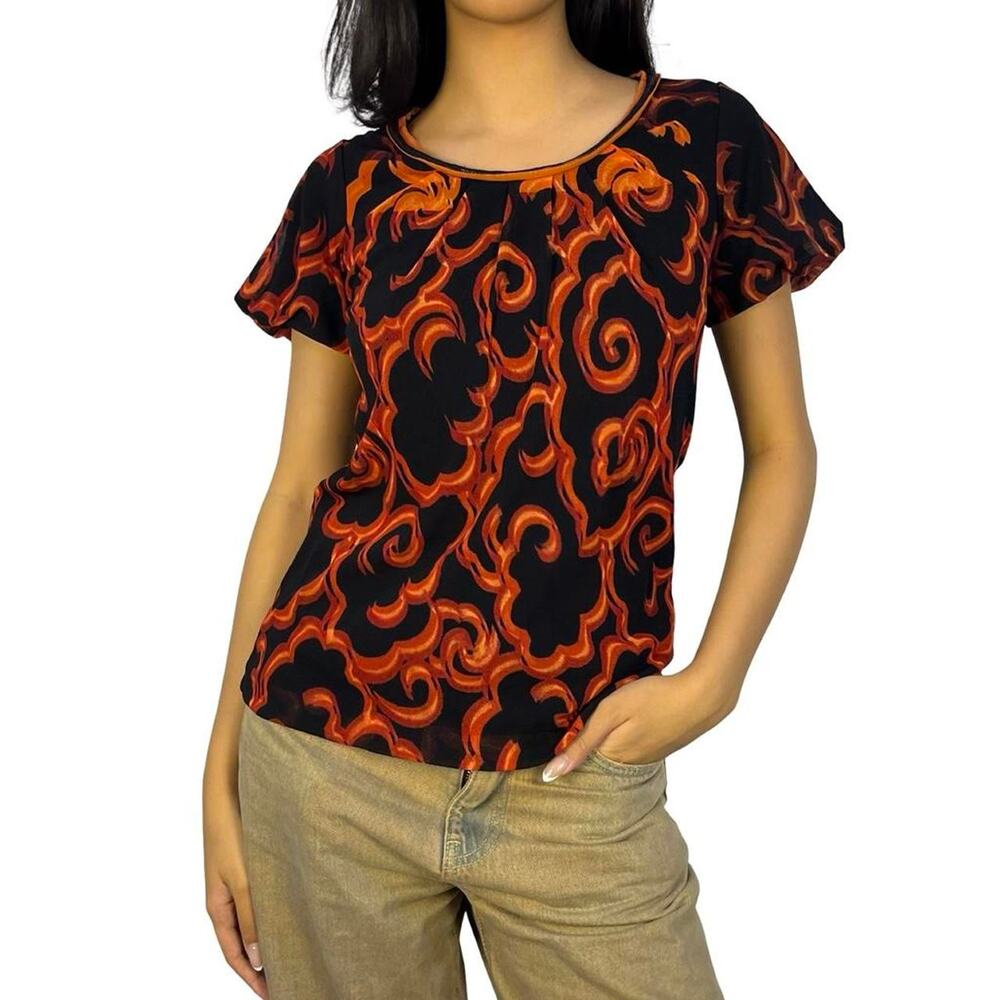 Vivienne Tam Flaming Fire Abstract Top